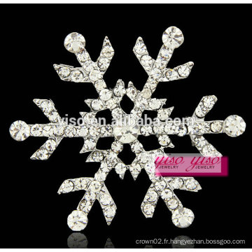 Costume grande fleur flocon de neige Broche en cristal à cristaux liquides